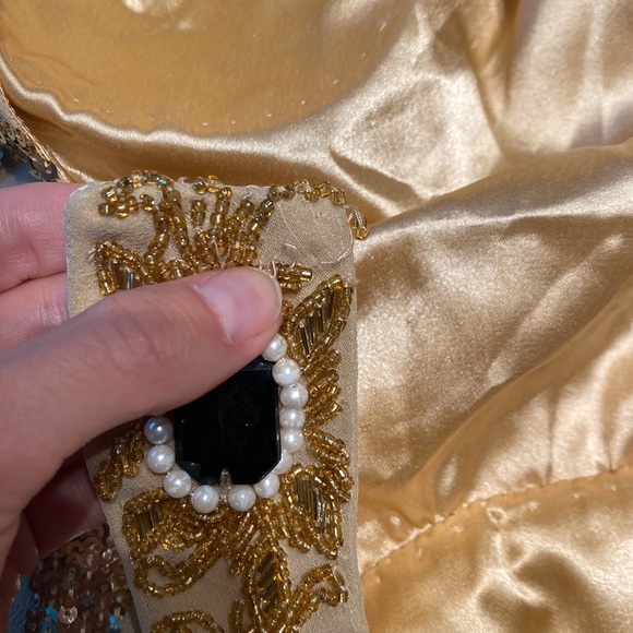 Virgos Lounge Trophy Halterneck Maxi Dress | Color: Cream/Gold | Size: 6 - Picture 7 of 7